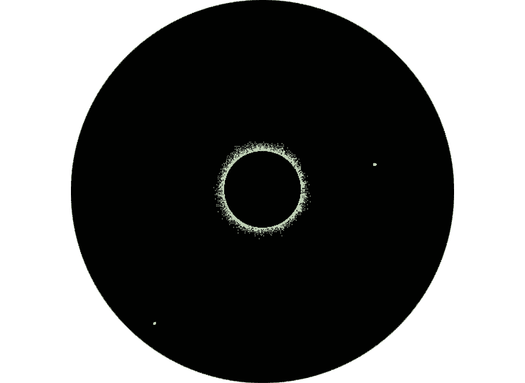 Illustration of a night sky scene featuring a large, brightly burning star. 